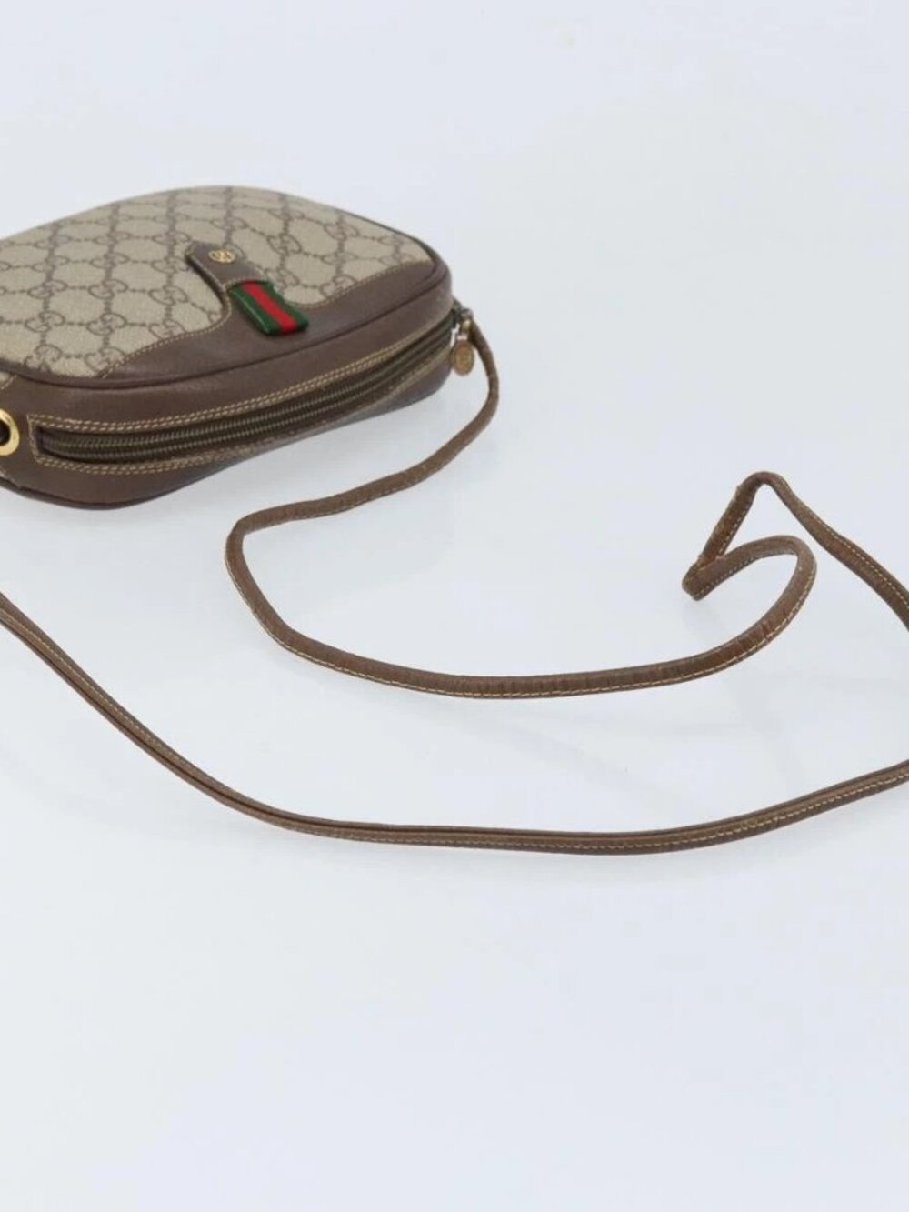 GUCCI GG Supreme Web Sherry Line Bag PVC Beige Gold 007 58 6112 Auth LNZ553 - Picture 8 of 16